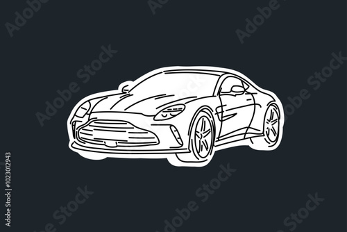 Hand drawn car outline vector image. Vehicle art.