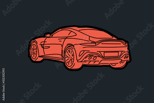 Hand drawn car outline vector image. Vehicle art.