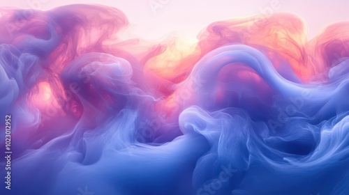 blue and purple smoke swirling and merging creating a mesmerizing abstract pattern against a white background inviting interpretations and evoking emotions through color and form