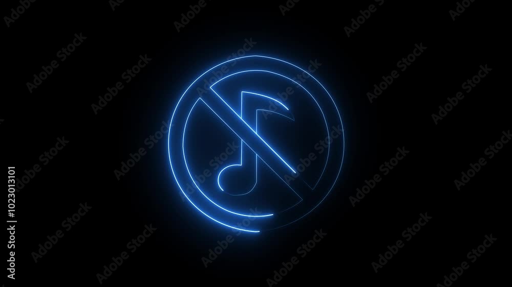 neon glowing not voice music icon and black background .4k video animation . neon glowing not voice music icon and black background .4k video animation .