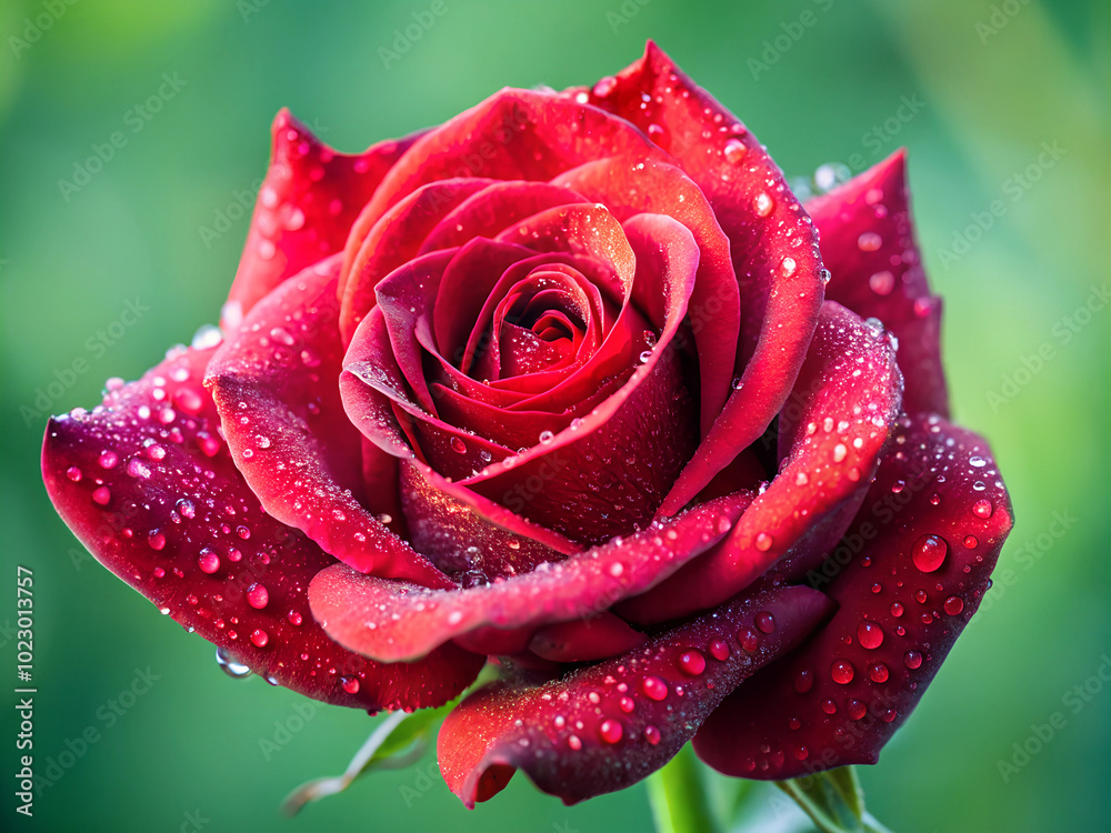 a close-up of-a vibrant red rose with a dew drops a close-up of-a vibrant red rose with a dew drops