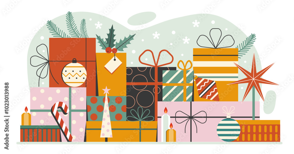 Christmas Gift Boxes Stack Holiday Banner