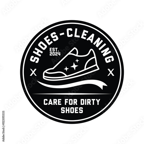 Shoe laundry logo template. The logo displays an image symbol for washing shoes