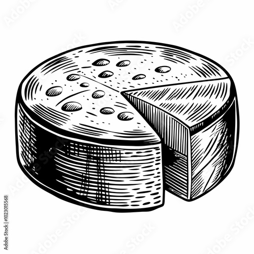 Detailed Vector Illustration of Cheese with Slice Cut Out