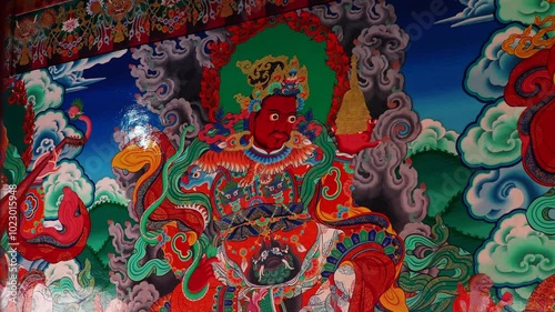 Buddhist Art- Intricate Murals in Thiksey Monastery, Leh Ladakh India (4 October 2024 )