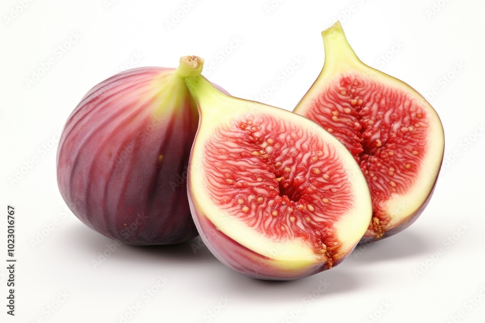 Fresh Fig Halved Against White Background Fresh Fig Halved Against White Background