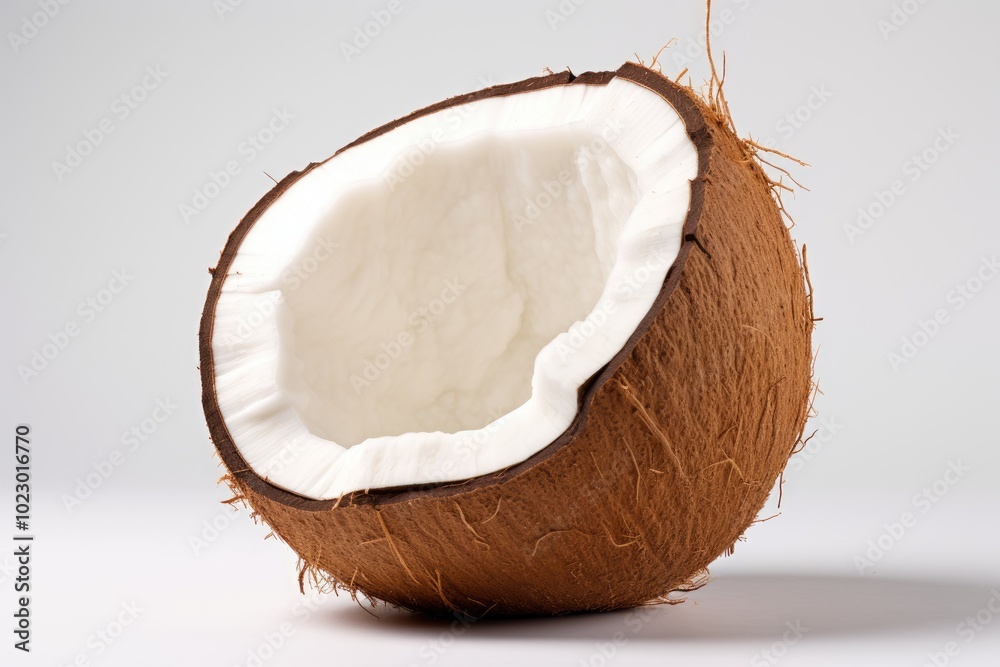 Fresh Coconut Half on White Background Fresh Coconut Half on White Background