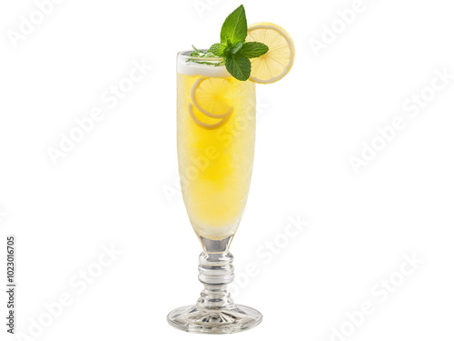 Mauritian Alouda in tall glass garnished with slice of lemon and sprig of mint