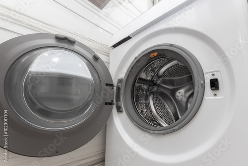 open washing machine. home appliance photo