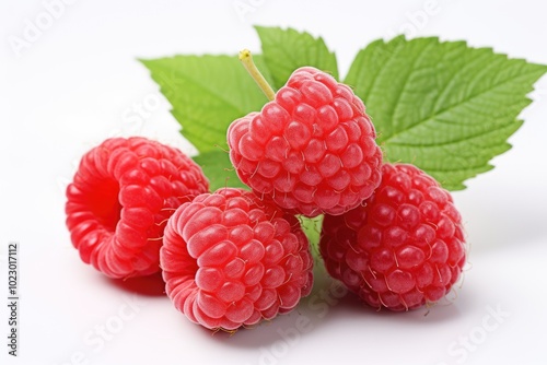 Fresh Raspberries on White Background