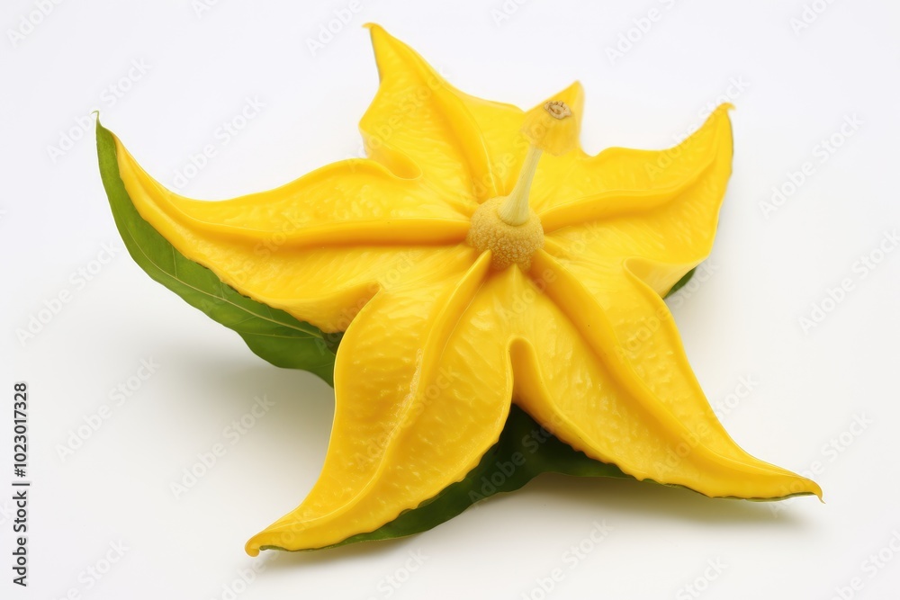 Bright Star Fruit on White Background Bright Star Fruit on White Background