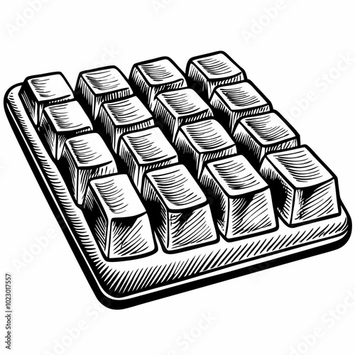 Hand Drawn Chocolate Bar Illustration in Monochrome