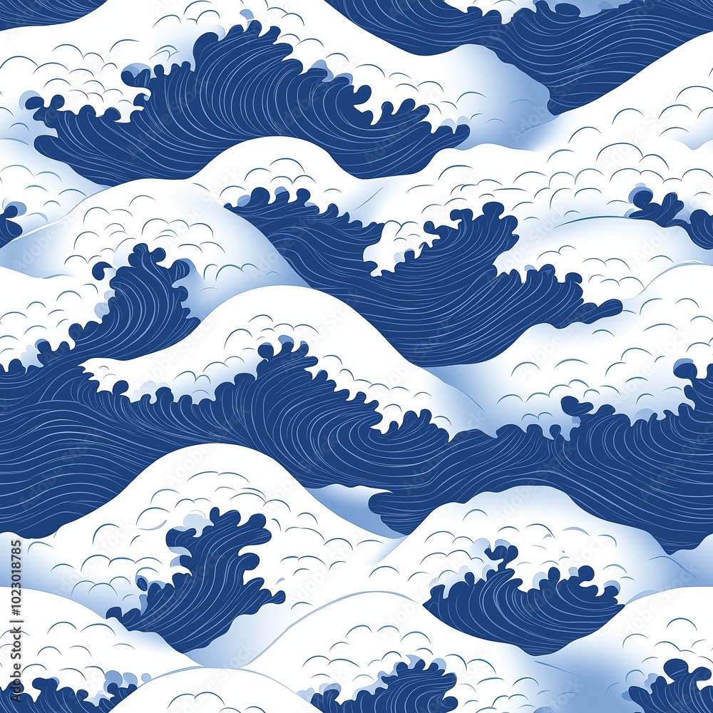 Cresting Waves Seamless Pattern for Design Projects Cresting Waves Seamless Pattern for Design Projects