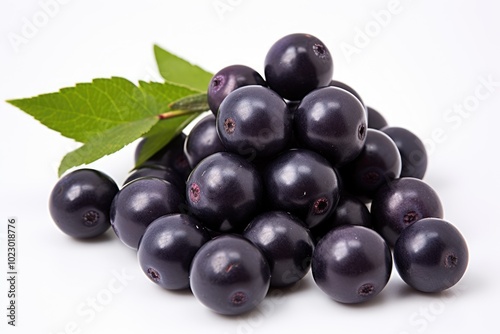 Fresh Acai Berries on White Background