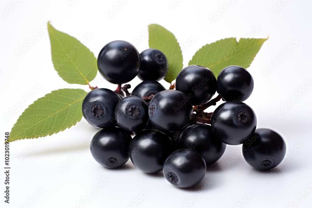 Fresh Saskatoon Berries on White Background Fresh Saskatoon Berries on White Background