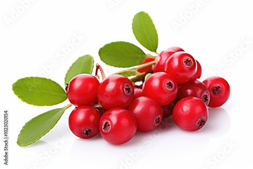 Fresh Lingonberries on White Background