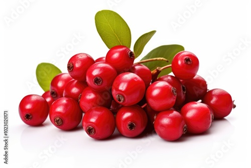 Fresh Lingonberries on White Background