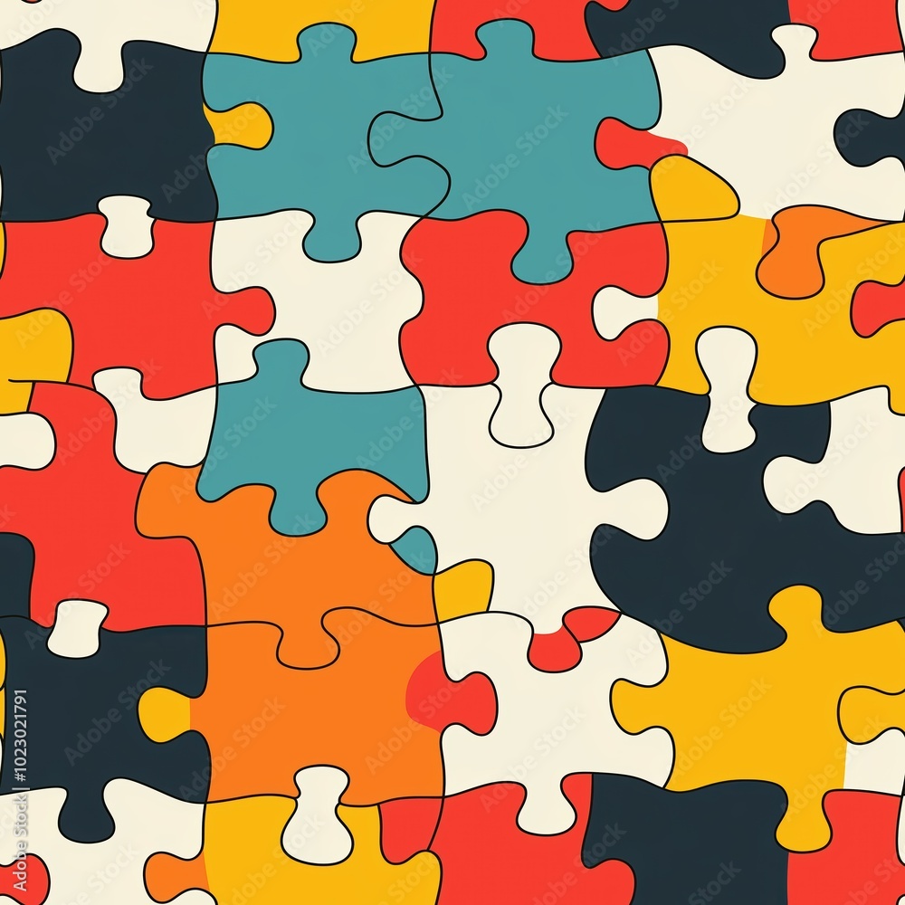 Colorful Interlocking Puzzle Pattern Design Colorful Interlocking Puzzle Pattern Design