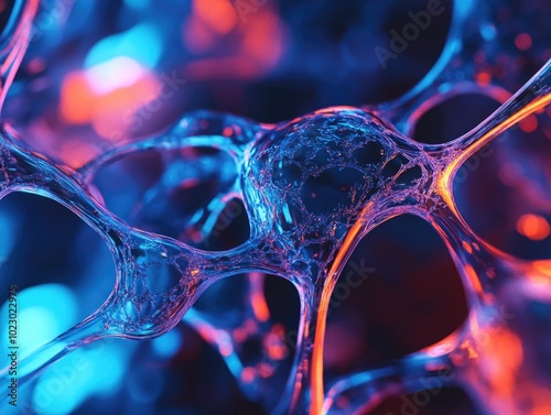 Abstract Microscopic View of Bubbles with Colorful Overlay