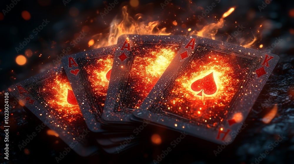 Burning Card Radiating Sparks and Fiery Energy.Generative AI Burning Card Radiating Sparks and Fiery Energy.Generative AI
