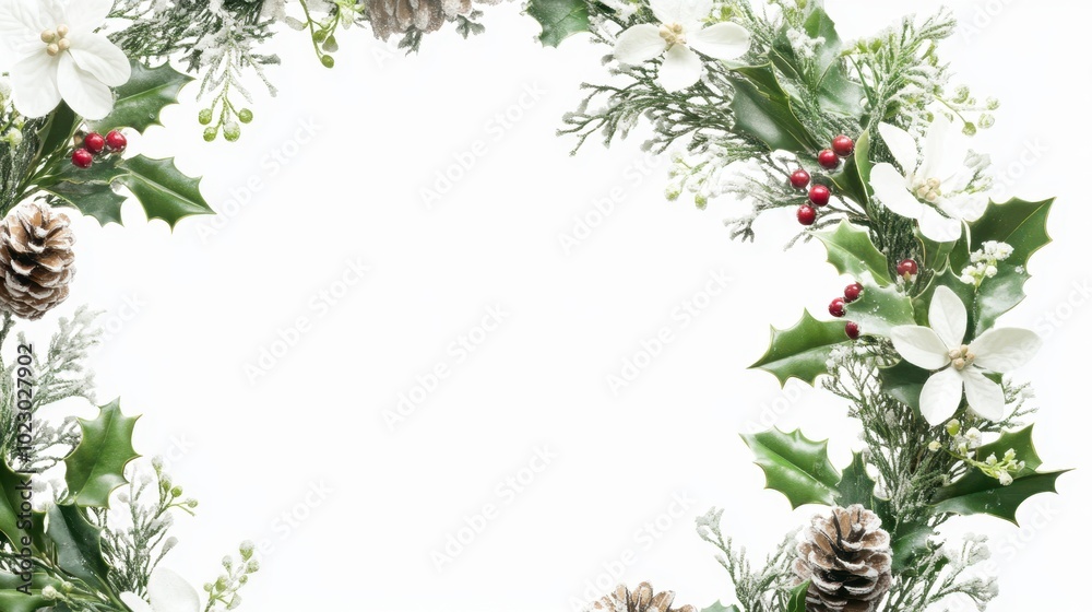 Fototapeta premium The Festive Greenery Wreath