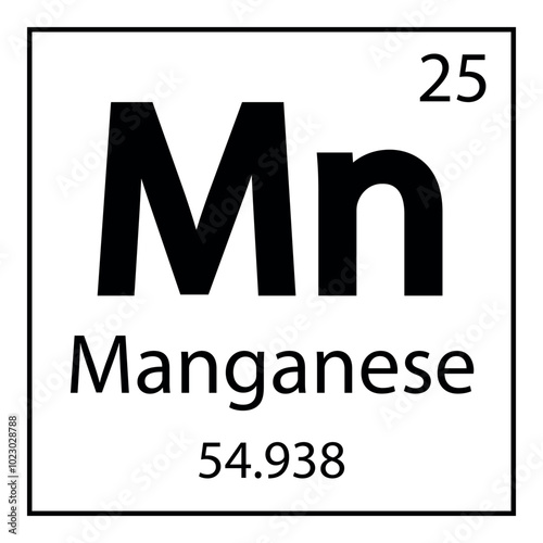 Manganese chemical element of the periodic table, flat line icon