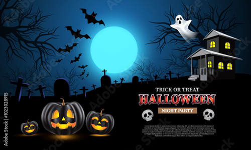 Happy Halloween night party trick or treat festival design celebration vector