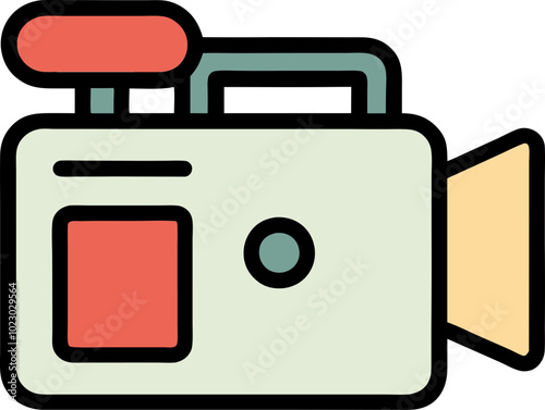 Minimalist video camera icon in flat design 비디오 카메라 아이콘, 미니멀리스트 평면 디자인