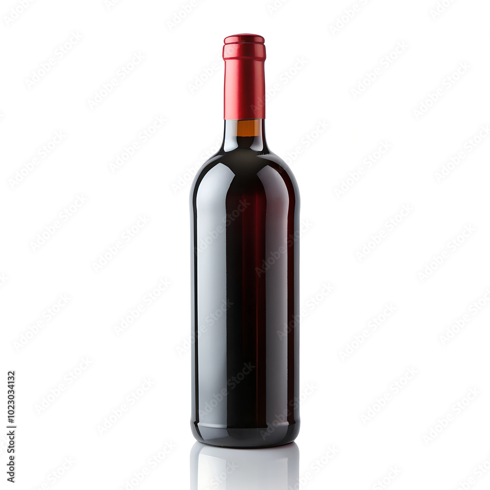 A sleek bottle of red wine is isolated on a white background, showcasing its simplicity and elegance, perfect for any occasion A sleek bottle of red wine is isolated on a white background, showcasing its simplicity and elegance, perfect for any occasion