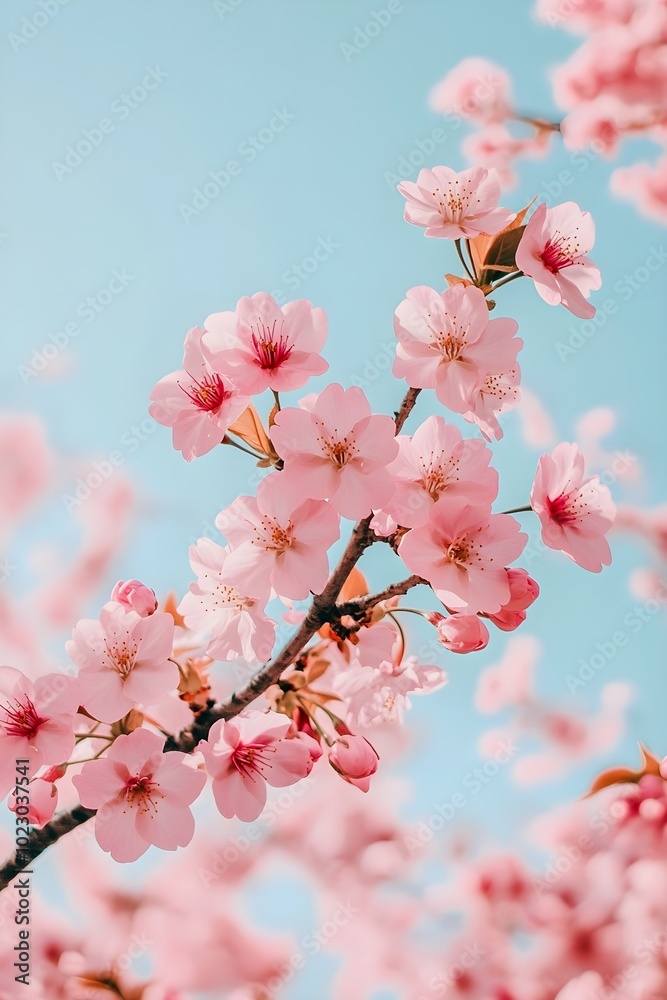 Blooming cherry tree in spring under clear sky A majestic cherry tree in full bloom, its delicate pink petals dancing in the warm spring breeze. Blooming cherry tree in spring under clear sky A majestic cherry tree in full bloom, its delicate pink petals dancing in the warm spring breeze.