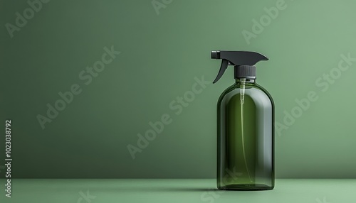 Fresh and invigorating green spray bottle mockup on a minimalist backdrop for creative projects photo