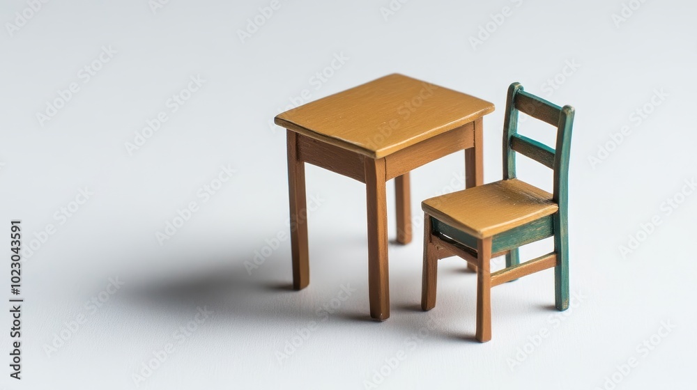Miniature table and chair set displayed against a white background, showcasing elegant design and versatility for creative projects, dollhouses, or decorative purposes in art and design settings Miniature table and chair set displayed against a white background, showcasing elegant design and versatility for creative projects, dollhouses, or decorative purposes in art and design settings