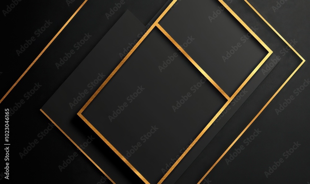 Abstract geometric background with black and gold pattern.
