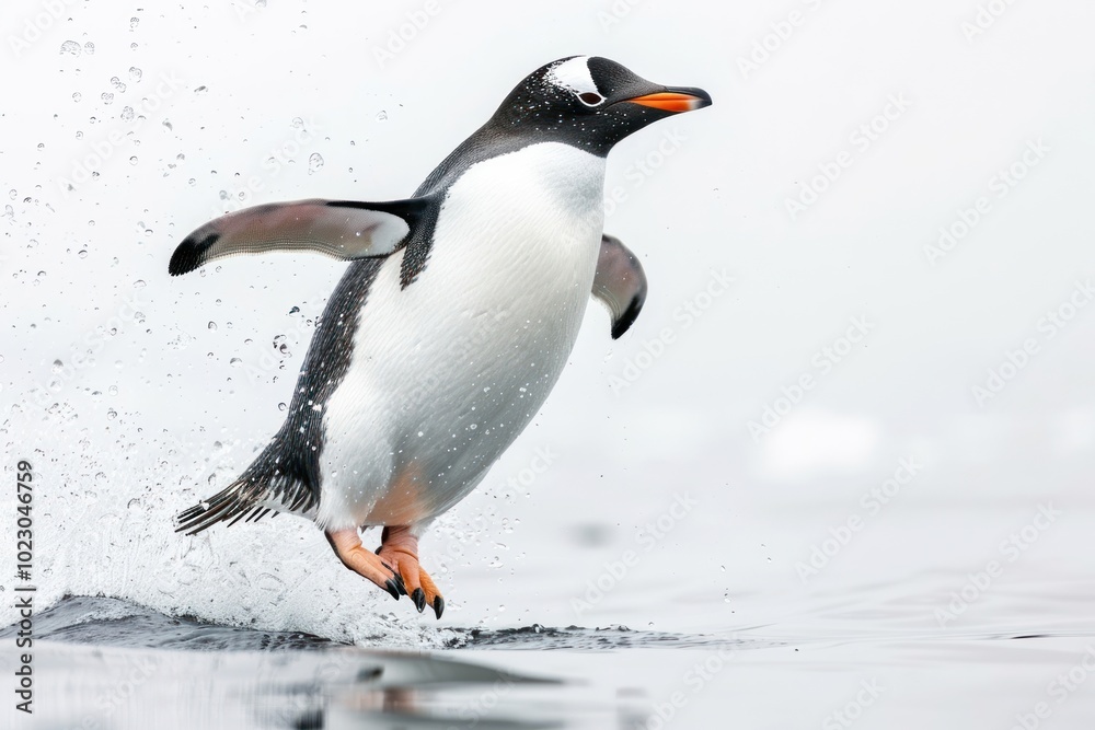 Naklejka premium Penguin leaping from water