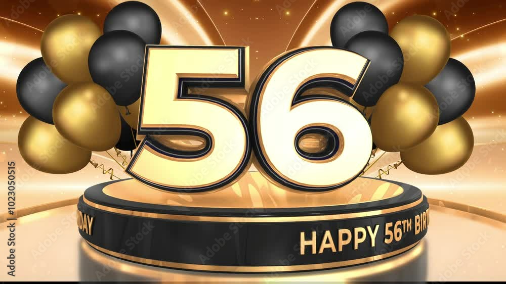 56 years, 56th birthday loop, looped video background, backdrop in 3D ...