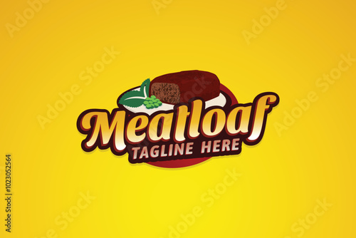 Meatloaf logo in an attractive emblem shape with meatloaf dish. It is good for restaurant, cafe, food truck, etc.