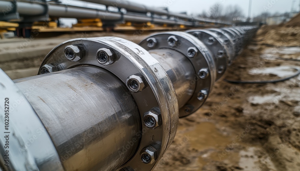 Flexible pipe connections in construction site showcasing versatile solutions for piping systems Flexible pipe connections in construction site showcasing versatile solutions for piping systems