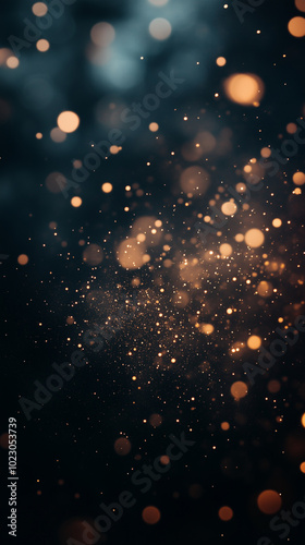 Soft golden Christmas bokeh lights twinkling on dark background, phone wallpaper