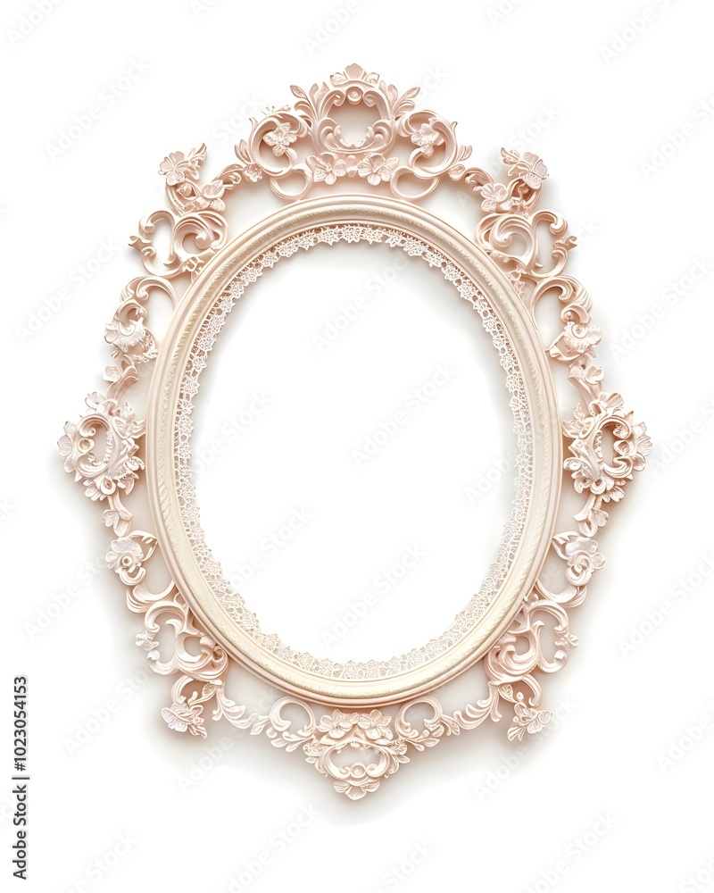 Ornate Victorian Style Pastel Oval Frame with Intricate Lace Patterns Evoking Elegance and Nostalgia Ornate Victorian Style Pastel Oval Frame with Intricate Lace Patterns Evoking Elegance and Nostalgia