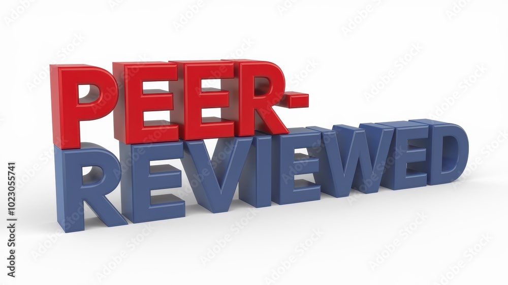 3D Text: Peer-Reviewed in Red and Blue Colors 3D Text: Peer-Reviewed in Red and Blue Colors