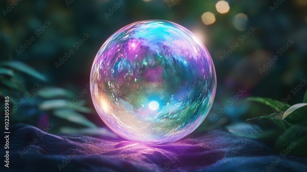 Softly glowing iridescent orb with an ethereal appearance, featuring smooth color transitions and gentle illumination. Perfect for fantasy-themed art Softly glowing iridescent orb with an ethereal appearance, featuring smooth color transitions and gentle illumination. Perfect for fantasy-themed art