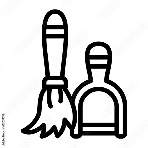 Broom and Dustpan Vector Design Icon Style