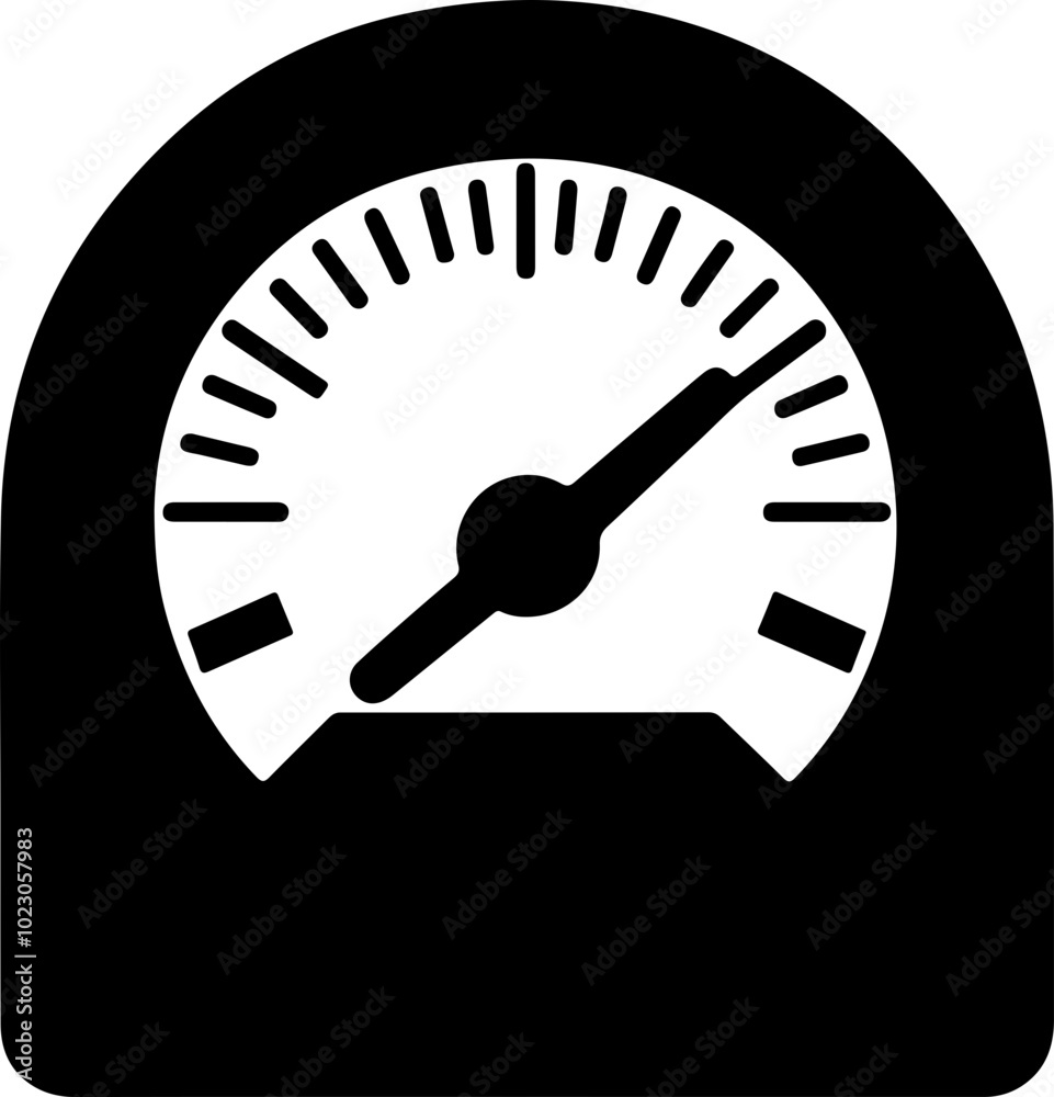 Vector Speedometer Icon in Black and White Vector Speedometer Icon in Black and White