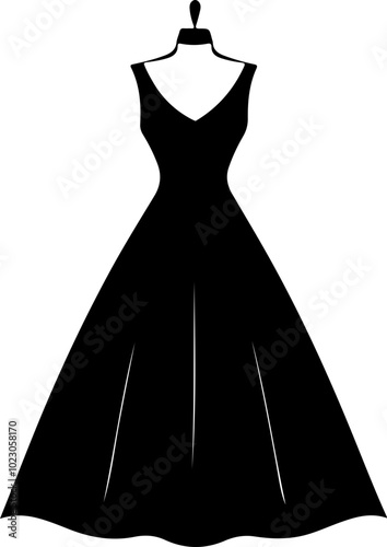 Elegant Black Dress Design in Vector Art Style