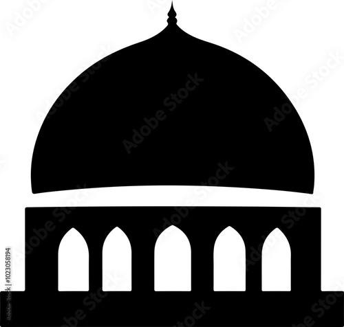 Silhouette of a Dome with Arched Windows