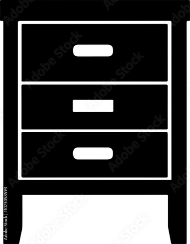 Minimalist Vector Icon of a Three-Drawer Nightstand