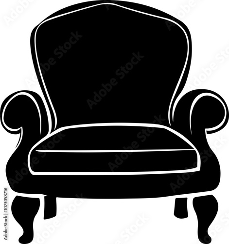 Elegant Vector Armchair Design in Black Silhouette