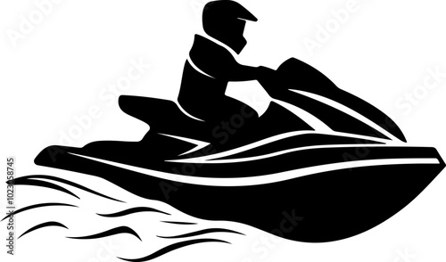 Stylized Vector of a Jet Ski Rider in Motion