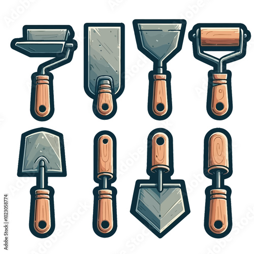 Cement Spatula set vector illustration