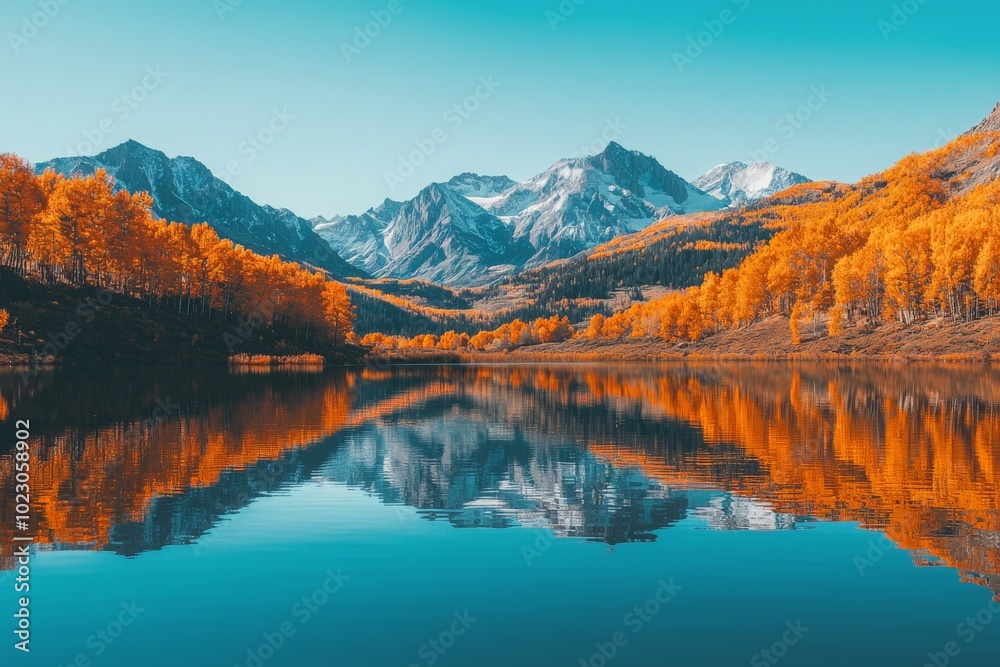 Obraz premium Serene Mountain Lake with Mirror-like Surface